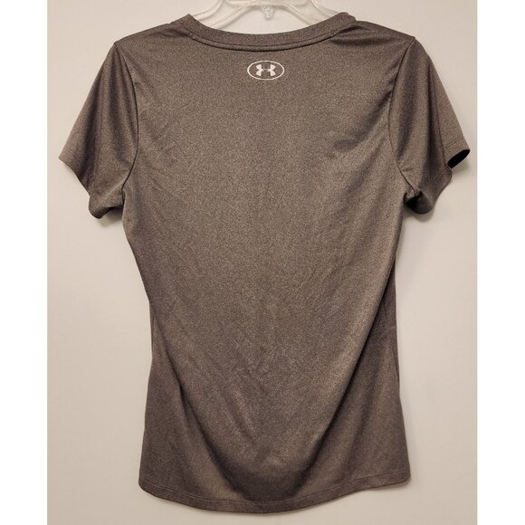 Under Armour Heat Gear V-Neck Shirt Short Sleeve Athletic Gray Womens Medium EUC - Picture 5 of 9